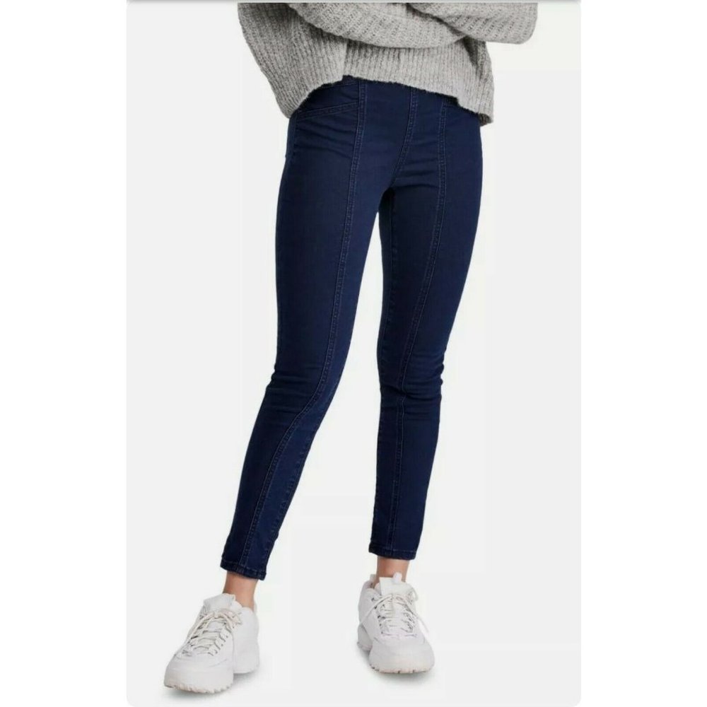 Free People Womens Feel Alright Skinny Jean Blue Size 26 Pull-On Stretch $78